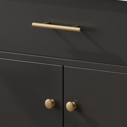 31" Bathroom Vanity with Sink, Bathroom Cabinet with Soft Close Doors and Adjustable Shelf, Curved Profile Design, Rubber Wood Legs, Black