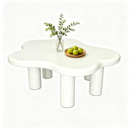 40 Inch White Cloud Coffee Table Modern MDF Living Room Center Table