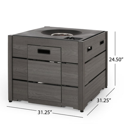 Outdoor 31" WPC Base Square Propane Fire Pit - 40,000 BTU, Grey
