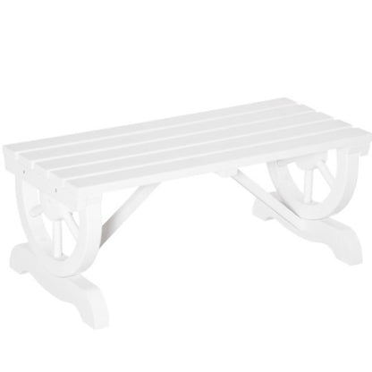 Outdoor Wagon Wheel Porch Bench for Backyard Garden,2-Person Wooden Garden Bench,Rustic Country Style Patio Furniture