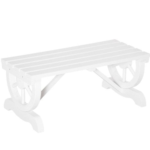 Outdoor Wagon Wheel Porch Bench for Backyard Garden,2-Person Wooden Garden Bench,Rustic Country Style Patio Furniture