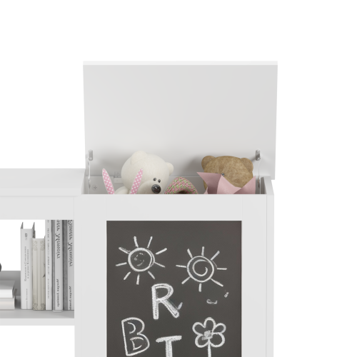 3-in-1 Kids Bookshelf and Toy Storage Cabinet with Chalkboard