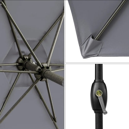 7.5 Feet Gray Market Umbrella with Crank Lift & Tilt. UV-Resistant Canopy for Pool, Backyard & Patio (Without base)