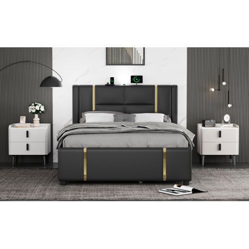 Nightstand with 2 Drawers, Night Stand with Marble-Pattern Tabletop, Modern Beside Table for Bedroom, End Table for Living Room, White