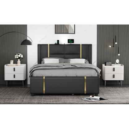 Nightstand with 2 Drawers, Night Stand with Marble-Pattern Tabletop, Modern Beside Table for Bedroom, End Table for Living Room, White