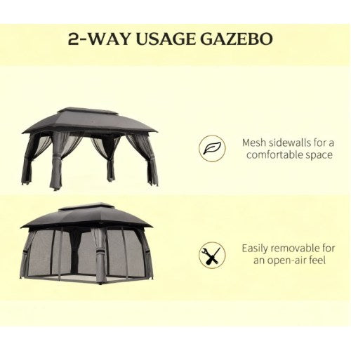 Outdoor Gazebo Canopy Shelter,Patio Gazebo,with Netting,Vented Roof
