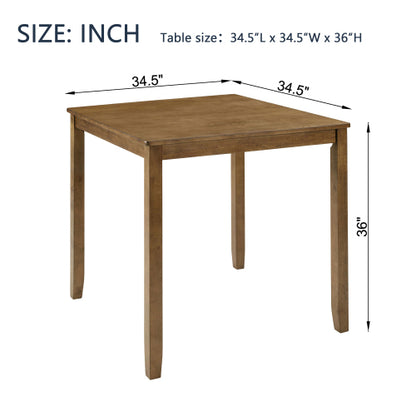 34.5inch Oak Square Counter Height Dining Table for 4, Small Space Kitchen Table