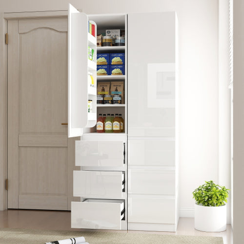 Kitchen Pantry Storage Cabinet with Doors, Shelves and Drawers