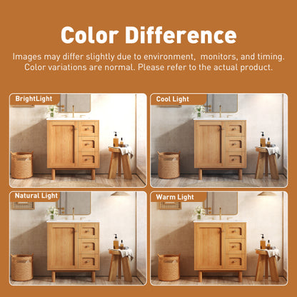 30 Inch Bathroom Vanity with Ceramic Sink, Bathroom Vanity with 3 Drawers, 1 large Soft Closing Door, Farmhouse Bathroom Storage Cabinet , Ideal for Home