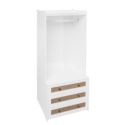 Wardrobe with 3 Drawers High Wardrobe Armoire With Rattan For Living Room, Bedroom Organizer