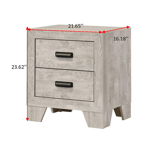 Whitewashed Wood 2-Drawer Transitional Nightstand, 21.6inch¡Á16.4inch¡Á23.6inchH