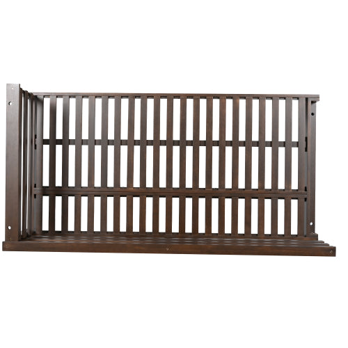 Country Patio Wooden Twin Size Swing Daybed Porch Swing Frame with 4pcs 96-inch Hemp Ropes for Backyard, Garden, Brown