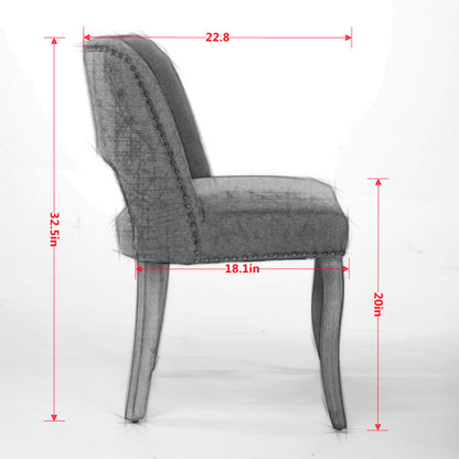 Wooden Dining Chairs Set of 2, Fabric Upholstered Dining Room Chairs with Hollow-Out Back Design, Blue