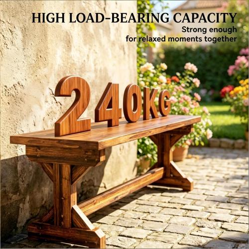 Backless Park Bench,Patio Loveseat,Outdoor Wooden Bench
