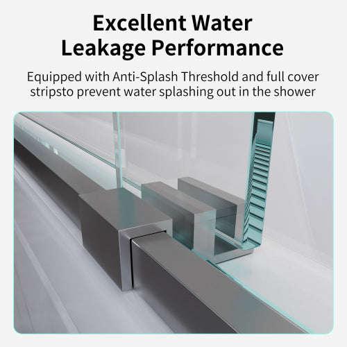 56-60*60 INCH Frame Double Sliding soft-close Shower Doors, Bathroom Sliding Shower Door, (6mm) Thick SGCC Tempered Glass Door For Bathroom Door ,Brushed Nickel