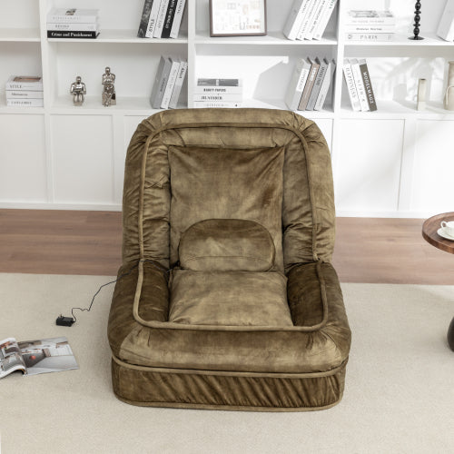 Human-Size Upholstered Dog-Style Floor Sofa,5-Position Adjust & Massage Pillow