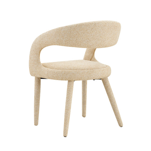 Premium Sherpa Upholstered Dining Chair with Hollow Backrest - Dining Room Chair, Bedroom Vanity Chair, Living Room Accent Chair, Cafe Leisure Chair, Conference Chair (Off White, Set of 2)