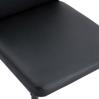 Striped Back PU Dining Chairs with Black Metal Legs, Set of 2, Black