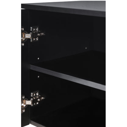 Modern 78 Inch TV Stand with Arch Cabinets Black Media Console
