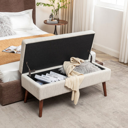 Storage Bench with Storage Bench for Bedroom End of Bed Bench Foot of Bed Bench Entryway Bench Storage Ottoman Bench 43.7inch  W x 18.1inch  D Off White Bench