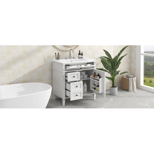 30'' Bathroom Vanity with Top Sink, Modern Bathroom Storage Cabinet with 2 Drawers and a Tip-out Drawer, Single Sink Bathroom Vanity