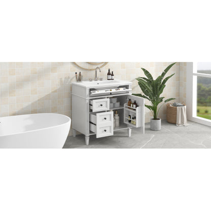 30'' Bathroom Vanity with Top Sink, Modern Bathroom Storage Cabinet with 2 Drawers and a Tip-out Drawer, Single Sink Bathroom Vanity