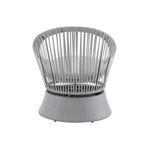 26.7" Modern Silver Swivel Wicker Lounge Chair with xianRattan and Iron Frame,