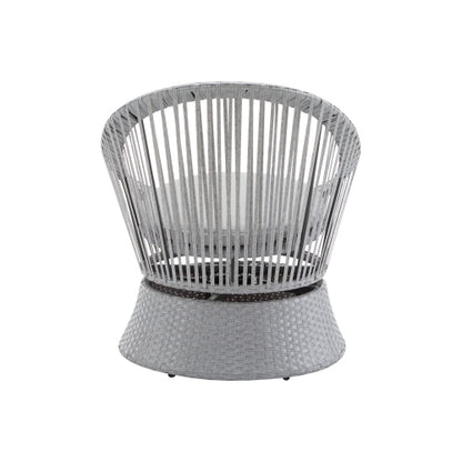 [Set of 2] 26.7" Modern Silver Grey Swivel Wicker Lounge Chair with PE Rattan and Iron Frame