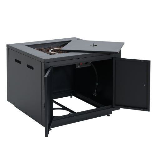 30inch Square Steel Fire Pit Table, in Black,40000BTU