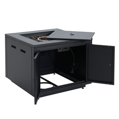 30inch Square Steel Fire Pit Table, in Black,40000BTU