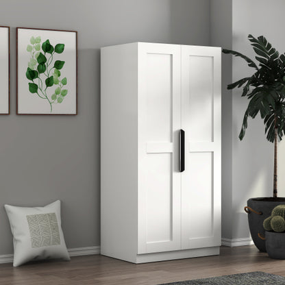 62.99 Inch White Freestanding Kitchen Pantry Cabinet Multi-Layer Partition Melamine Finish Household Storage Sideboard
