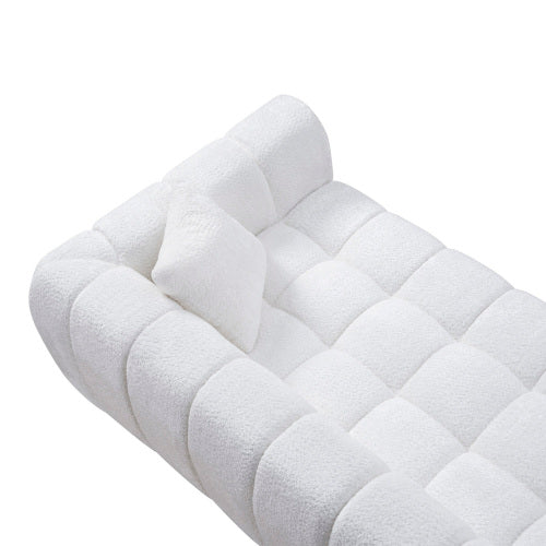 102.7 Inch Marshmallow Cloud Compressed 4-Seater Boucle Sofa with 2 Cushions for Living Room Apartment