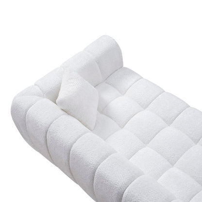 102.7 Inch Marshmallow Cloud Compressed 4-Seater Boucle Sofa with 2 Cushions for Living Room Apartment