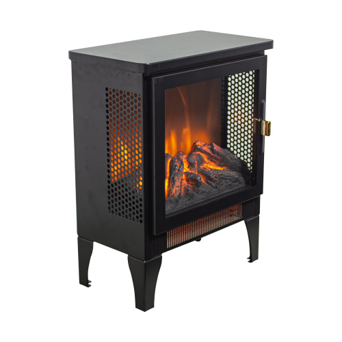 17 inch Freestanding Electric Fireplace Stove heater with 3D Flame effect,Black