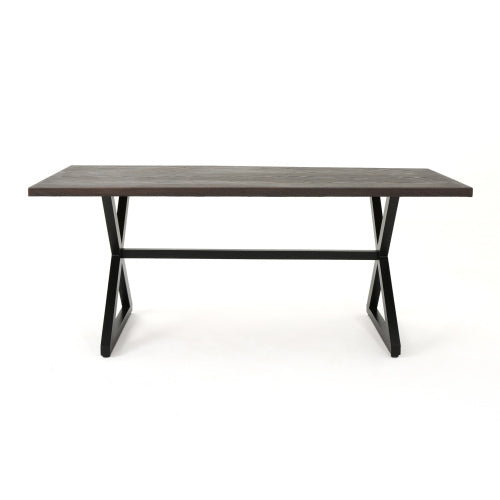 Rolando Outdoor Aluminum Dining Table with Steel Frame, Brown / Black