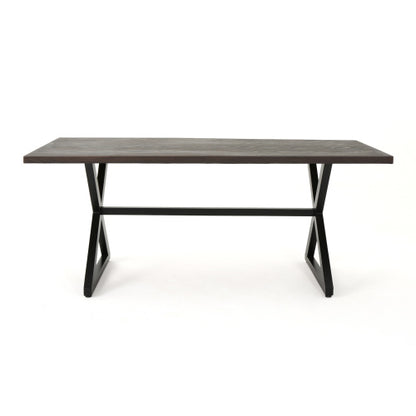 Rolando Outdoor Aluminum Dining Table with Steel Frame, Brown / Black