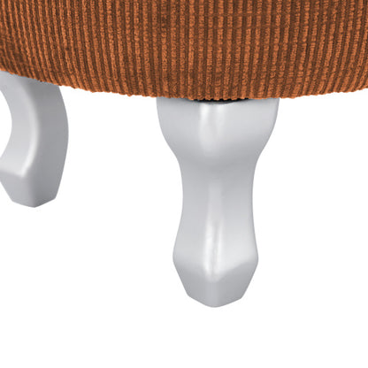 Orange Fringed Button Tufted Storage Ottoman Bench, 29.5 Inch Upholstered End of Bed Bench for Entryway Bedroom