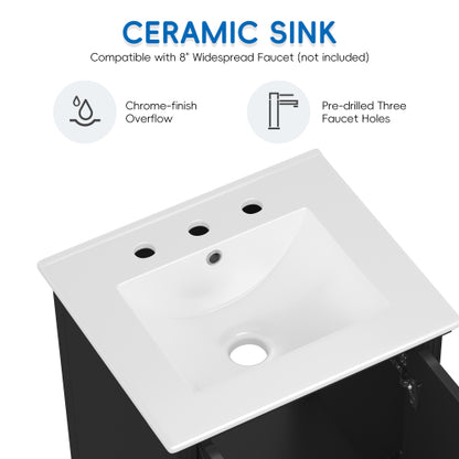 20" Bathroom Vanity with Sink, Bathroom Cabinet with Two Doors, Magnetic Door Stopper and Adiustable Foot Pads, A Drawer, Black