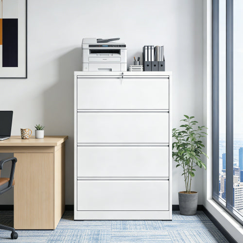 4-Drawer Heavy Duty Metal Lockable Lateral File Cabinet For Office