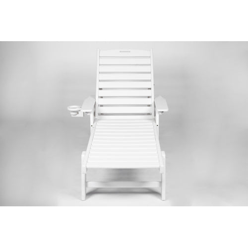 Lounge Chair with Side Table, 3-Piece Oversized Chaise Lounge Chair Setwith Wood Texture,White