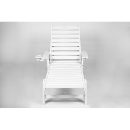 Lounge Chair with Side Table, 3-Piece Oversized Chaise Lounge Chair Setwith Wood Texture,White