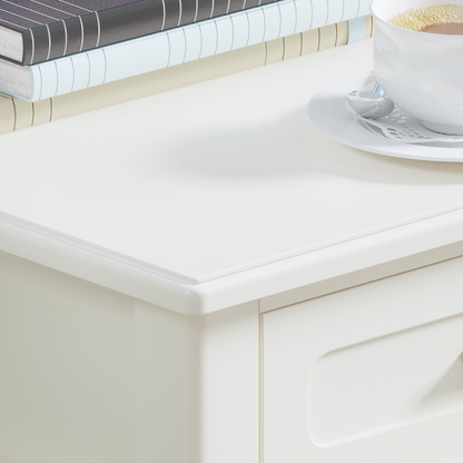 Cream White Vanity Desk with 3 Drawers, Modern Makeup or Writing Desk, Multipurpose Dressing Table for Bedroom, No Mirror Included