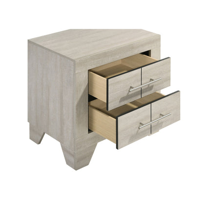 Rustic Cream 2-Drawer Nightstand, MDF Wood Side Table with English Dovetail Drawers