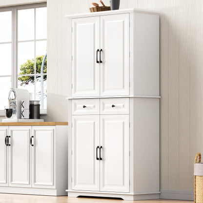 71inch  Farmhouse Pantry Cabinet with Pull-Out Organizers White