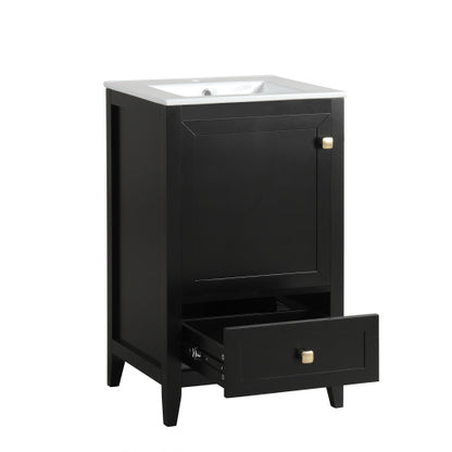 20" Bathroom Vanity with Sink, Bathroom Cabinet with Soft Closing Door, Storage Rack and A Drawer, Black