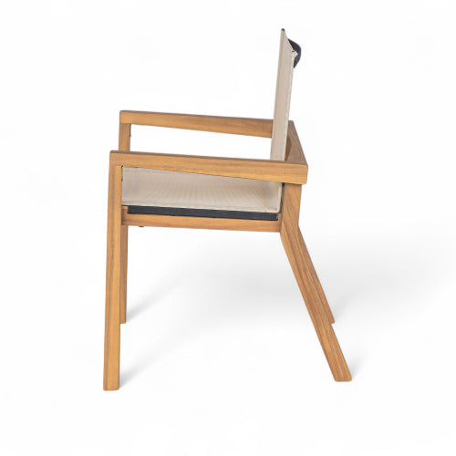 BELFAST DINING CHAIR,Set of 2,Teak Frame+ Beige Textile