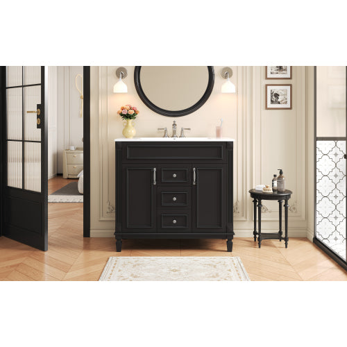 36'' Bathroom Vanity with Top Sink, Modern Bathroom Storage Cabinet with 2 Soft Closing Doors and 2 Drawers, Single Sink Bathroom Vanity