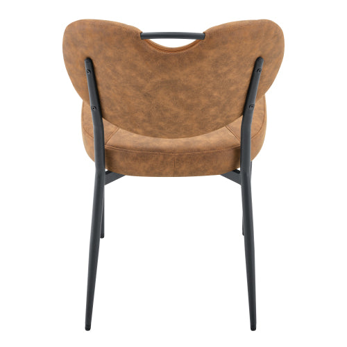 Set of 2 Light Brown Tech Fabric Dining Chairs, Spray Coated Metal Leg With Top Handle Adjustable Non-Slip Feet