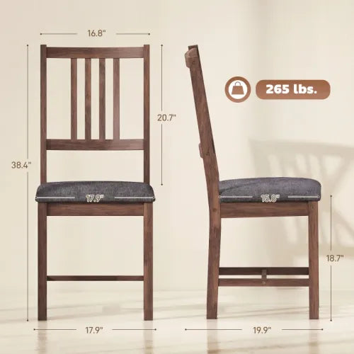 Set of 2 Dining Chairs Gray Upholstered Vertical Slat Back Chair