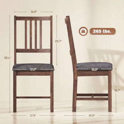 Set of 2 Dining Chairs Gray Upholstered Vertical Slat Back Chair